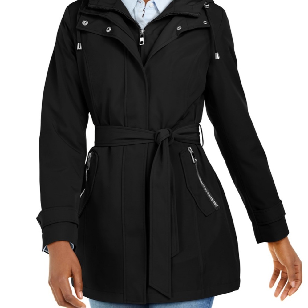 Nautica hooded water resistant raincoat blk small